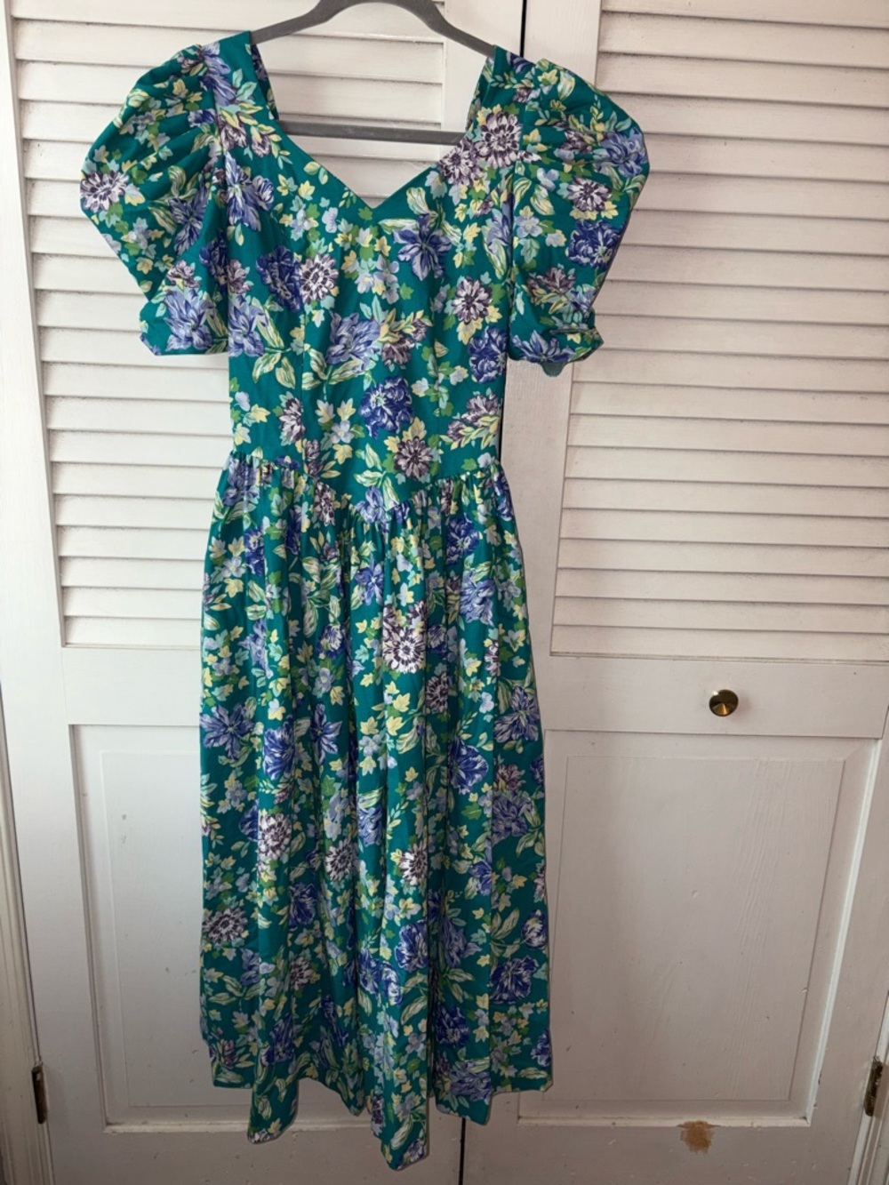 Vintage Laura Ashley 80s Puff Sleeve Floral Midi Dress Bow Back Cottagecore 8 - Picture 3 of 8